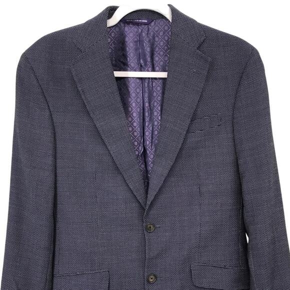 Ted Baker Endurance Jarrett Navy Blue Tweed Wool Blazer Sports Jacket Size 38R - Picture 2 of 12